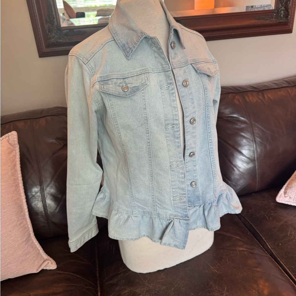 DC Light Wash Denim Peplum Jean Jacket